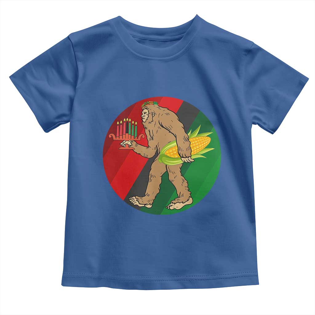 African American Holiday Gift Toddler T Shirt Retro Sunset Bigfoot With Kwanzaa Candle - Wonder Print Shop