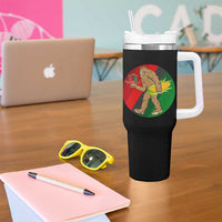 African American Holiday Gift Tumbler With Handle Retro Sunset Bigfoot With Kwanzaa Candle - Wonder Print Shop