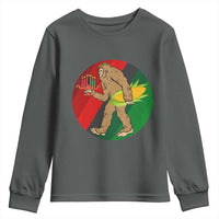 African American Holiday Gift Youth Sweatshirt Retro Sunset Bigfoot With Kwanzaa Candle - Wonder Print Shop