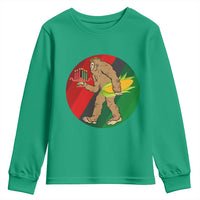 African American Holiday Gift Youth Sweatshirt Retro Sunset Bigfoot With Kwanzaa Candle - Wonder Print Shop