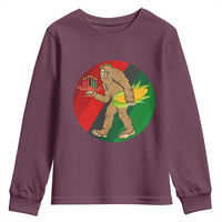 African American Holiday Gift Youth Sweatshirt Retro Sunset Bigfoot With Kwanzaa Candle - Wonder Print Shop