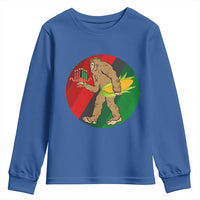African American Holiday Gift Youth Sweatshirt Retro Sunset Bigfoot With Kwanzaa Candle - Wonder Print Shop