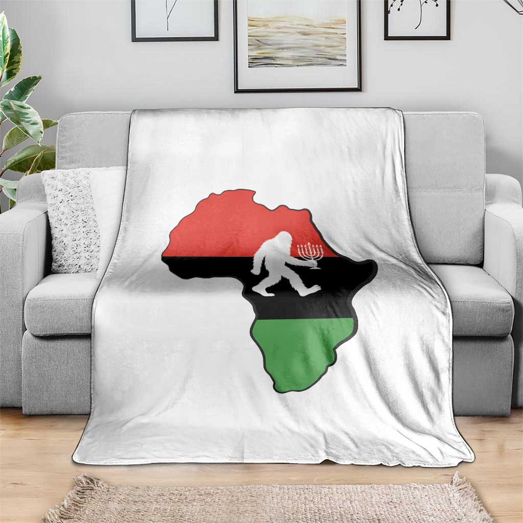 Funny Kwanzaa Bigfoot Lover Throw Blanket Festival Of Lights African Heritage Gift - Wonder Print Shop