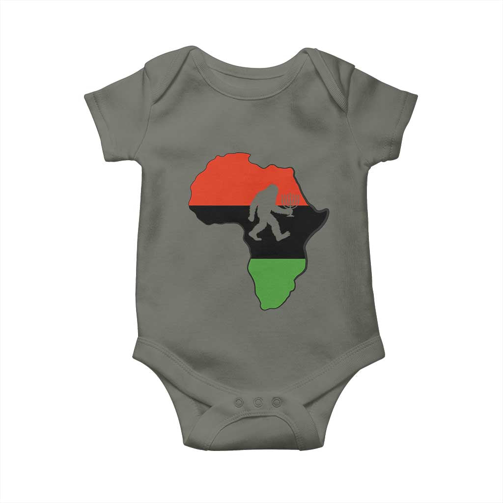 Funny Kwanzaa Bigfoot Lover Baby Onesie Festival Of Lights African Heritage Gift - Wonder Print Shop
