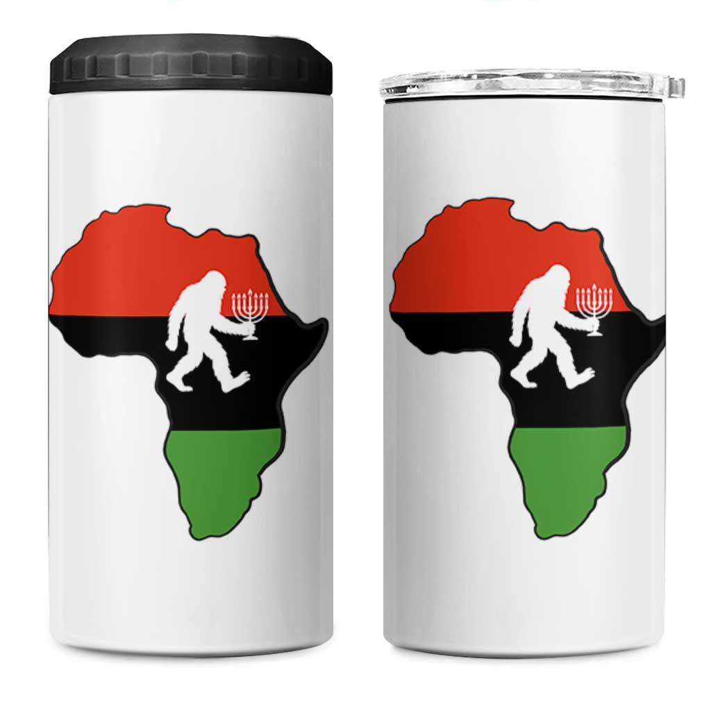 Funny Kwanzaa Bigfoot Lover 4 in 1 Can Cooler Tumbler Festival Of Lights African Heritage Gift - Wonder Print Shop