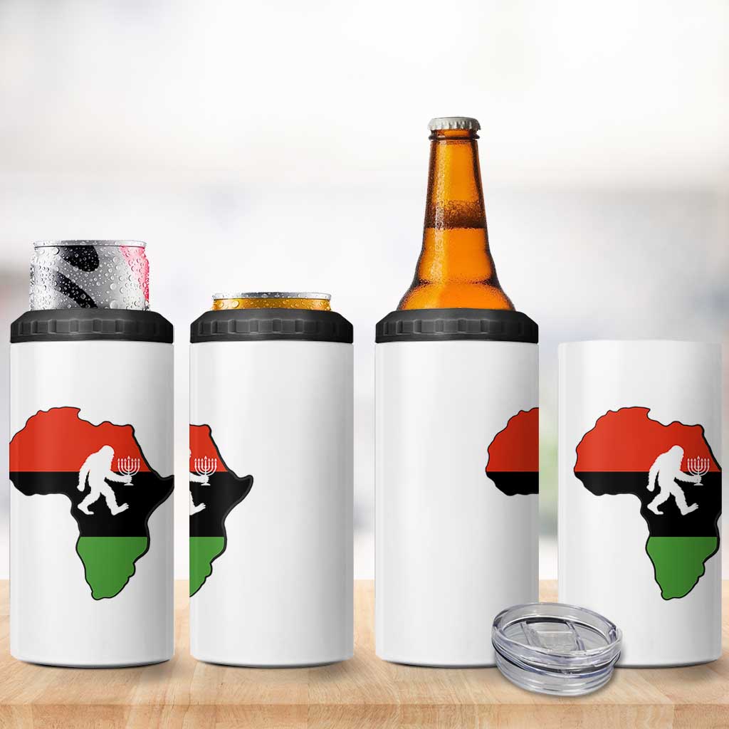 Funny Kwanzaa Bigfoot Lover 4 in 1 Can Cooler Tumbler Festival Of Lights African Heritage Gift - Wonder Print Shop