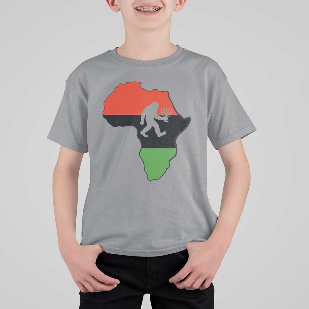 Funny Kwanzaa Bigfoot Lover T Shirt For Kid Festival Of Lights African Heritage Gift - Wonder Print Shop