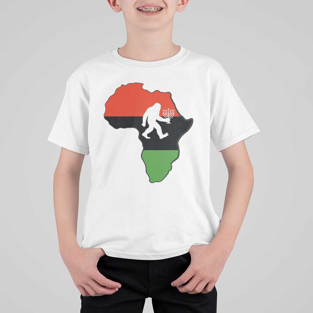 Funny Kwanzaa Bigfoot Lover T Shirt For Kid Festival Of Lights African Heritage Gift - Wonder Print Shop