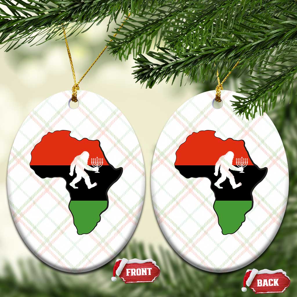 Funny Kwanzaa Bigfoot Lover Ceramic Ornament Festival Of Lights African Heritage Gift - Wonder Print Shop