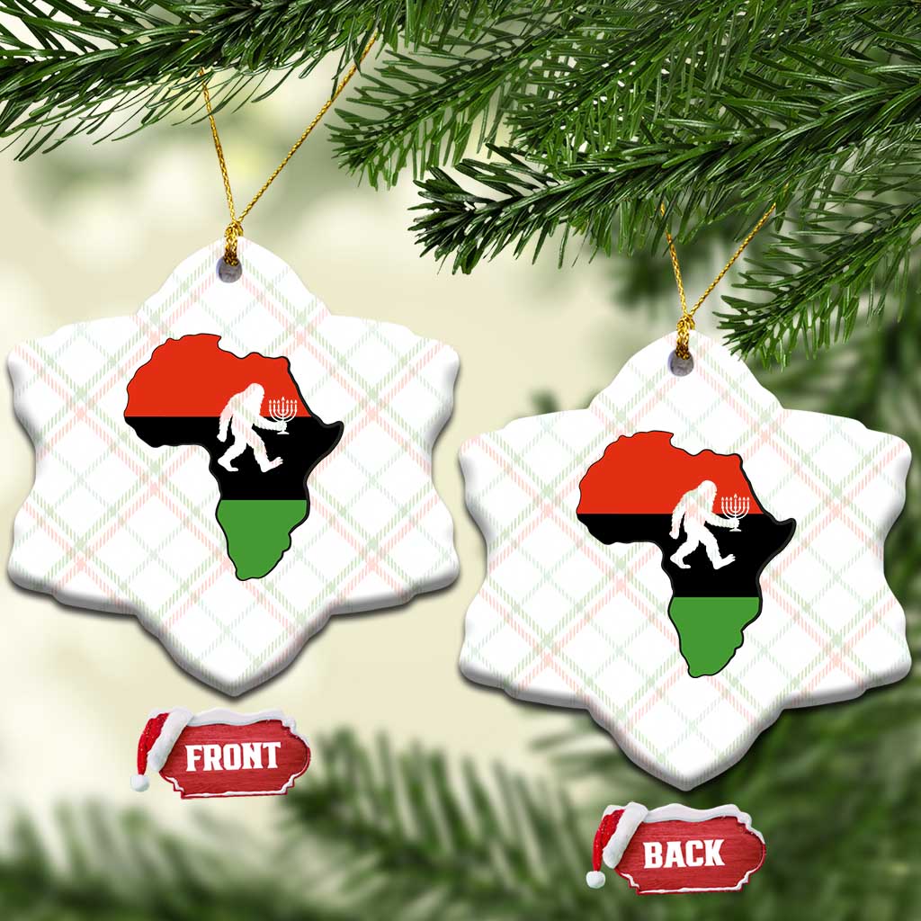 Funny Kwanzaa Bigfoot Lover Ceramic Ornament Festival Of Lights African Heritage Gift - Wonder Print Shop