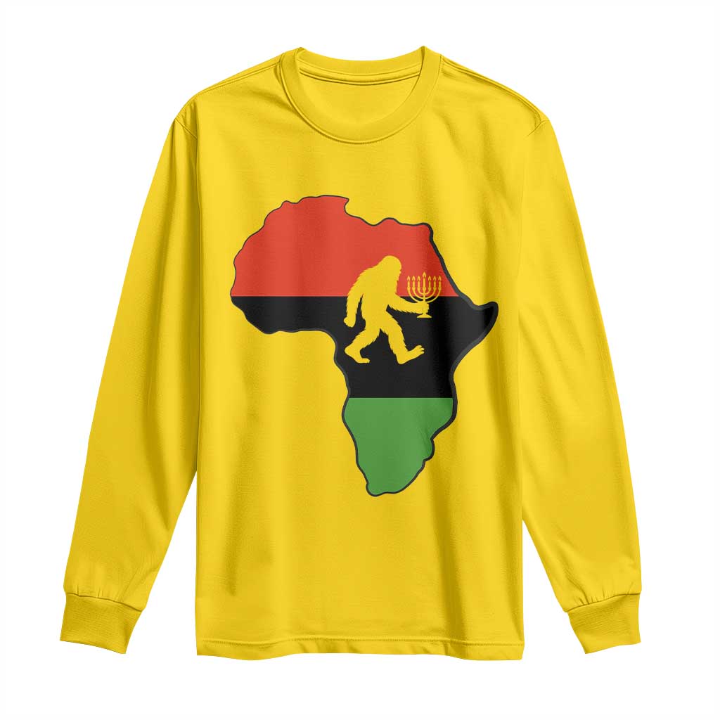 Funny Kwanzaa Bigfoot Lover Long Sleeve Shirt Festival Of Lights African Heritage Gift - Wonder Print Shop