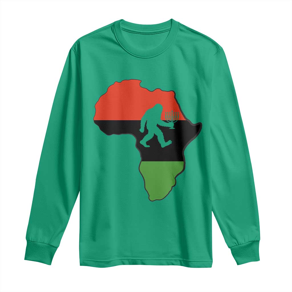 Funny Kwanzaa Bigfoot Lover Long Sleeve Shirt Festival Of Lights African Heritage Gift - Wonder Print Shop