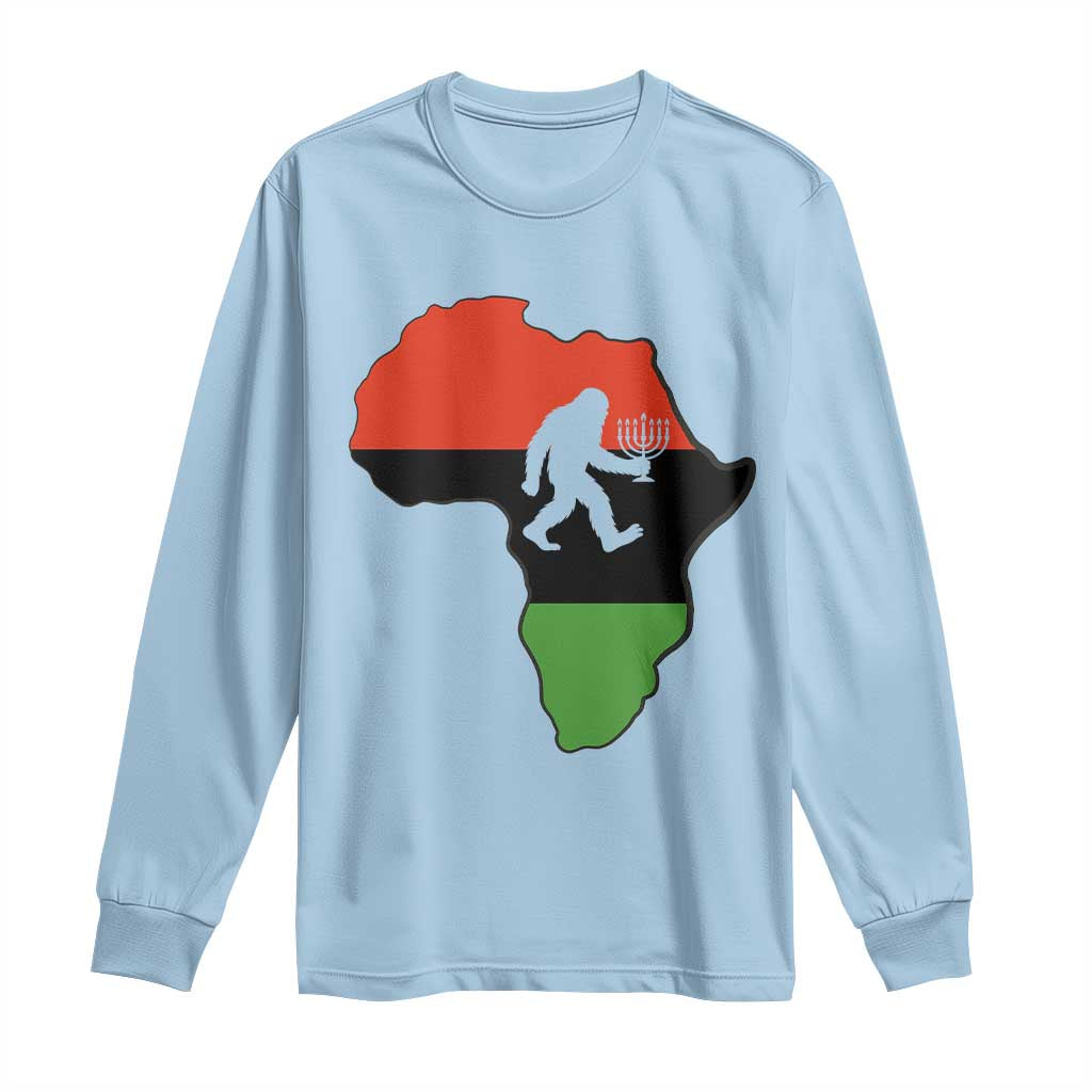 Funny Kwanzaa Bigfoot Lover Long Sleeve Shirt Festival Of Lights African Heritage Gift - Wonder Print Shop
