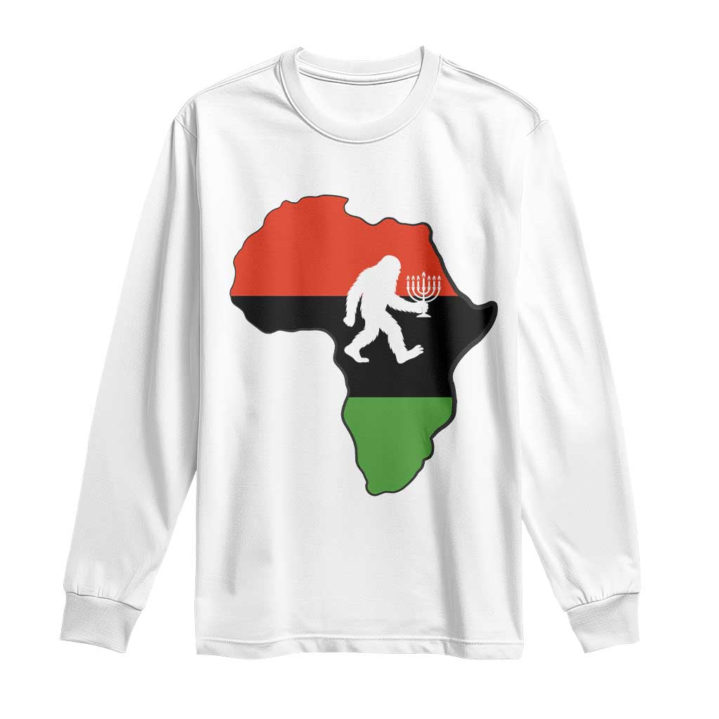 Funny Kwanzaa Bigfoot Lover Long Sleeve Shirt Festival Of Lights African Heritage Gift - Wonder Print Shop