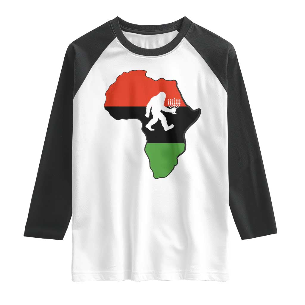 Funny Kwanzaa Bigfoot Lover Raglan Shirt Festival Of Lights African Heritage Gift - Wonder Print Shop