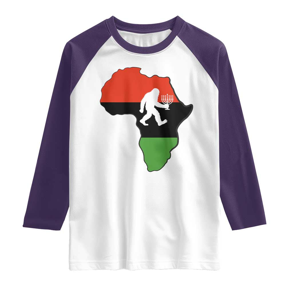 Funny Kwanzaa Bigfoot Lover Raglan Shirt Festival Of Lights African Heritage Gift - Wonder Print Shop