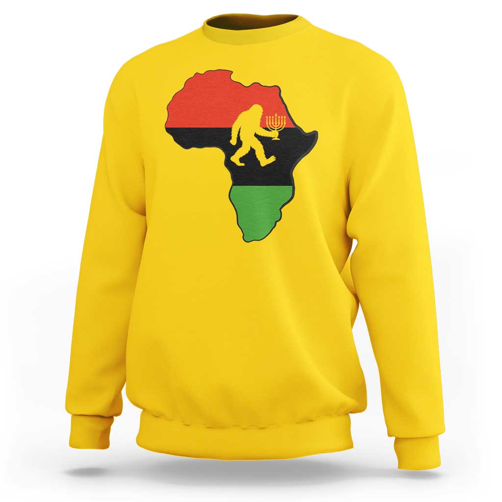 Funny Kwanzaa Bigfoot Lover Sweatshirt Festival Of Lights African Heritage Gift - Wonder Print Shop