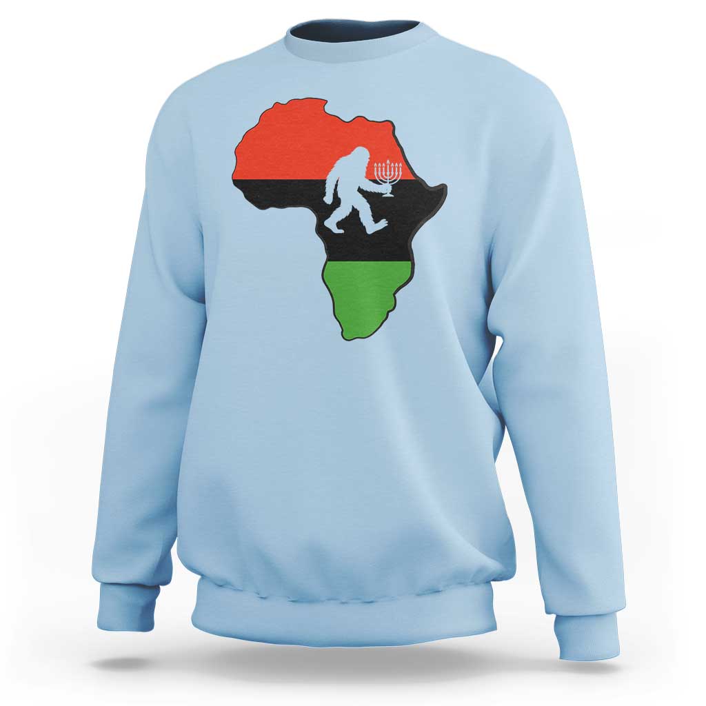 Funny Kwanzaa Bigfoot Lover Sweatshirt Festival Of Lights African Heritage Gift - Wonder Print Shop