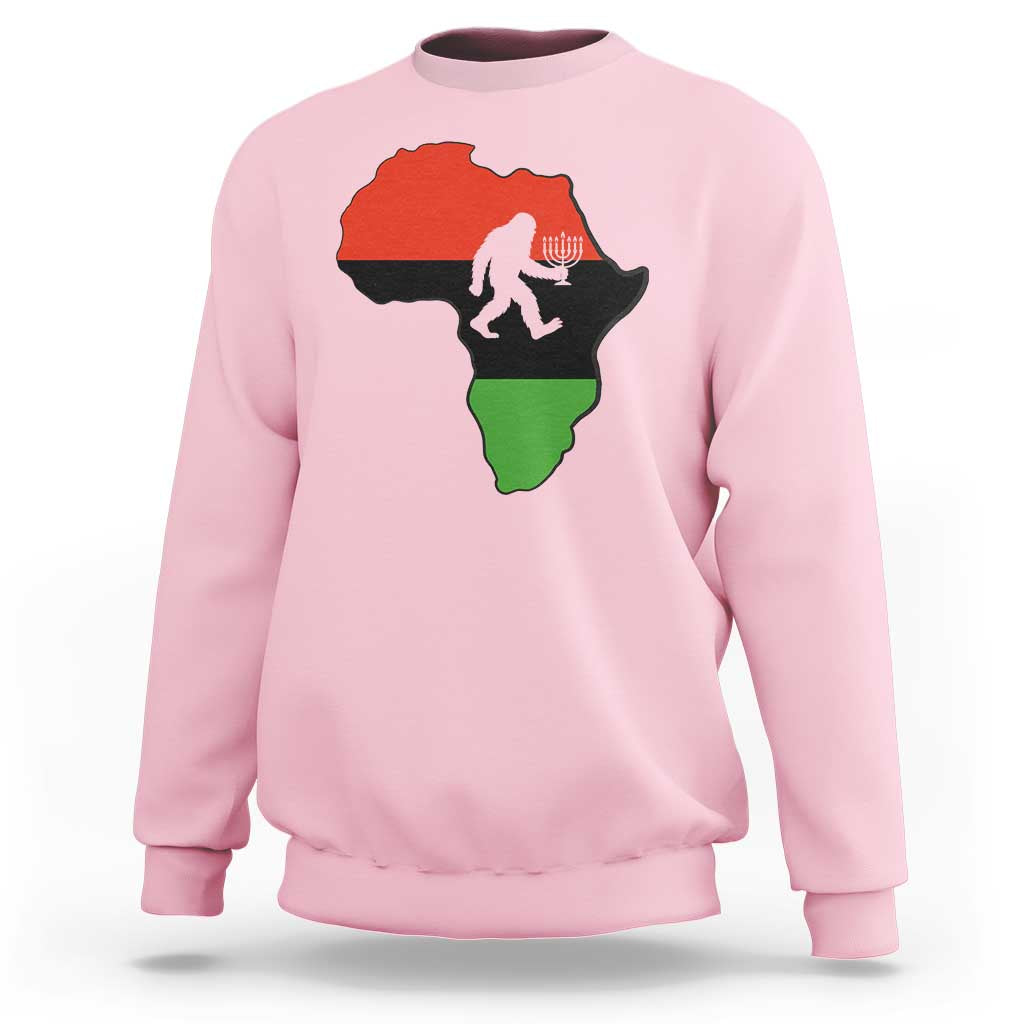 Funny Kwanzaa Bigfoot Lover Sweatshirt Festival Of Lights African Heritage Gift - Wonder Print Shop