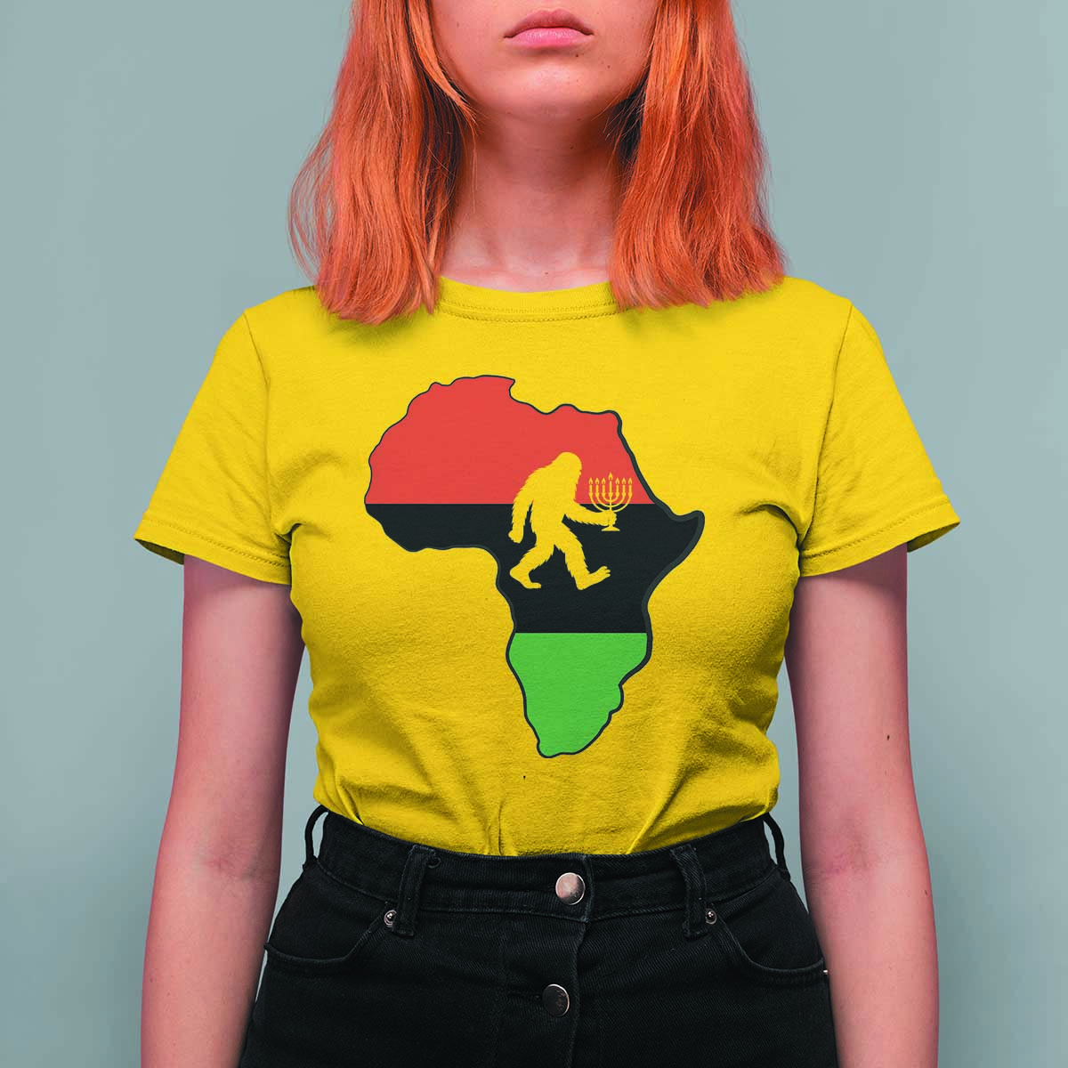 Funny Kwanzaa Bigfoot Lover T Shirt For Women Festival Of Lights African Heritage Gift - Wonder Print Shop