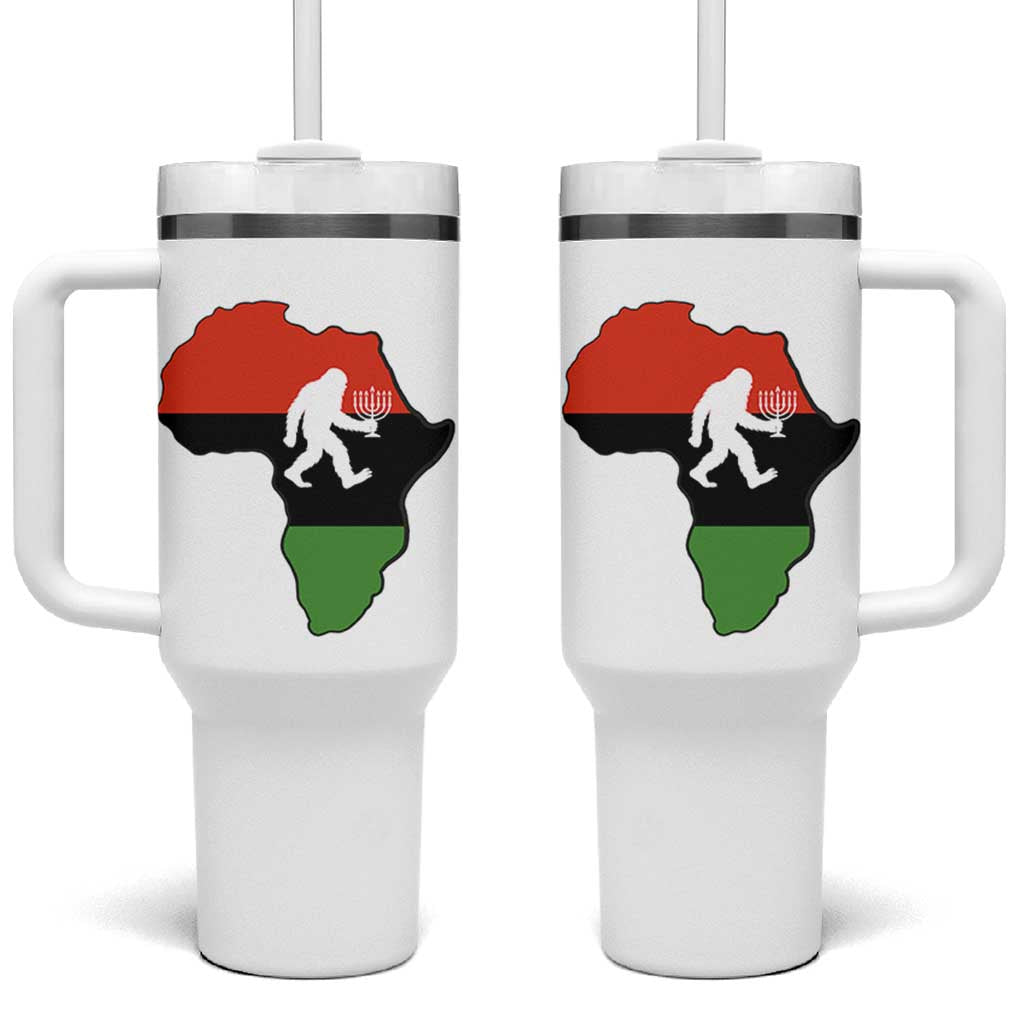 Funny Kwanzaa Bigfoot Lover Tumbler With Handle Festival Of Lights African Heritage Gift - Wonder Print Shop