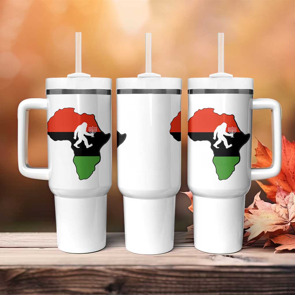 Funny Kwanzaa Bigfoot Lover Tumbler With Handle Festival Of Lights African Heritage Gift - Wonder Print Shop