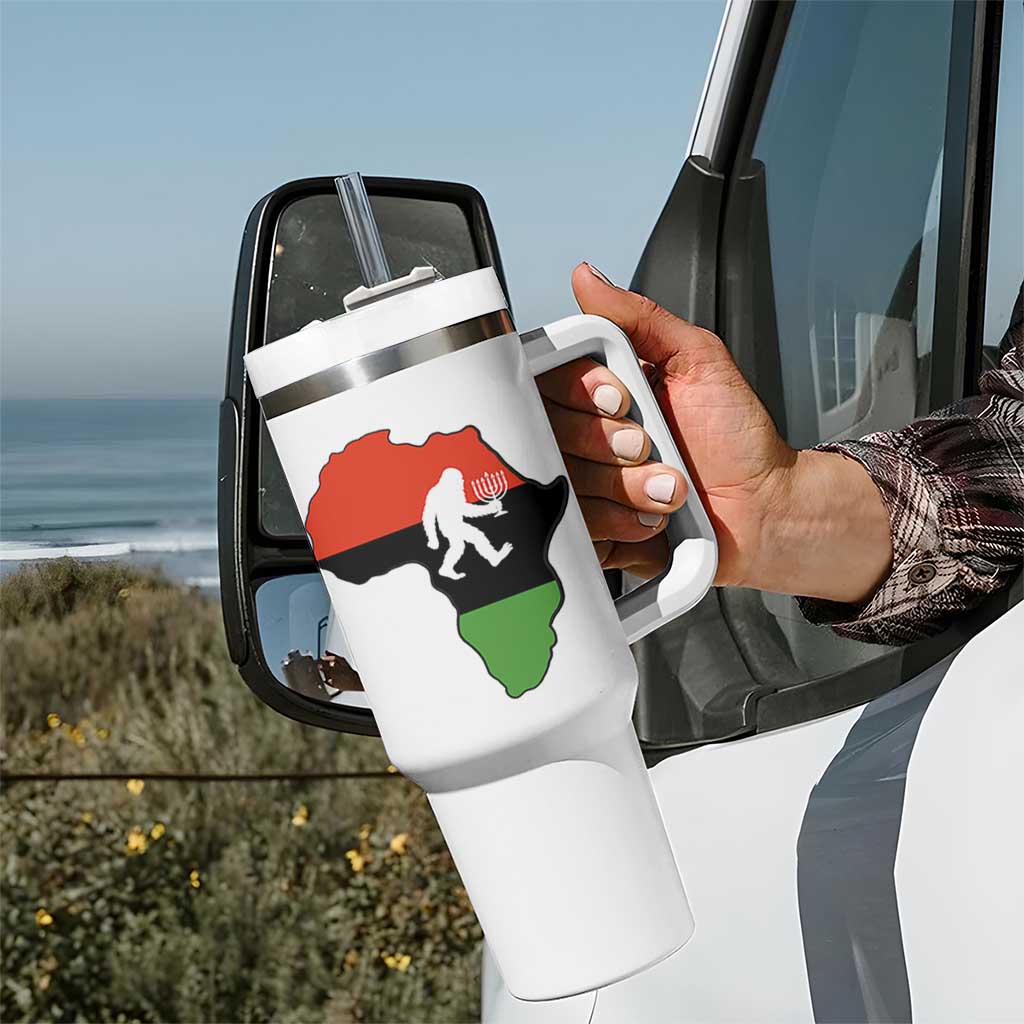 Funny Kwanzaa Bigfoot Lover Tumbler With Handle Festival Of Lights African Heritage Gift - Wonder Print Shop
