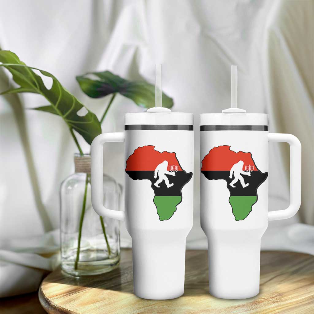 Funny Kwanzaa Bigfoot Lover Tumbler With Handle Festival Of Lights African Heritage Gift - Wonder Print Shop