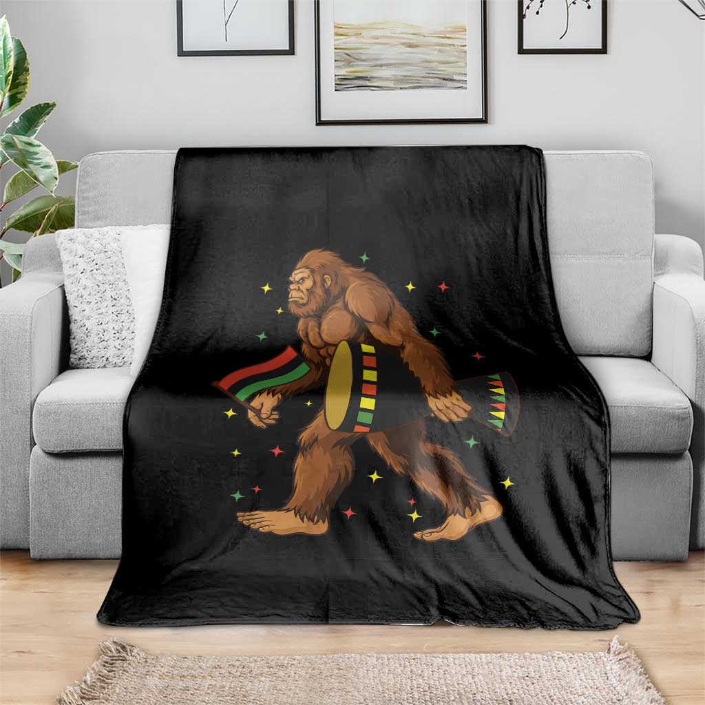 Funny Kwanzaa Bigfoot Lover Throw Blanket African American Holiday Gift - Wonder Print Shop