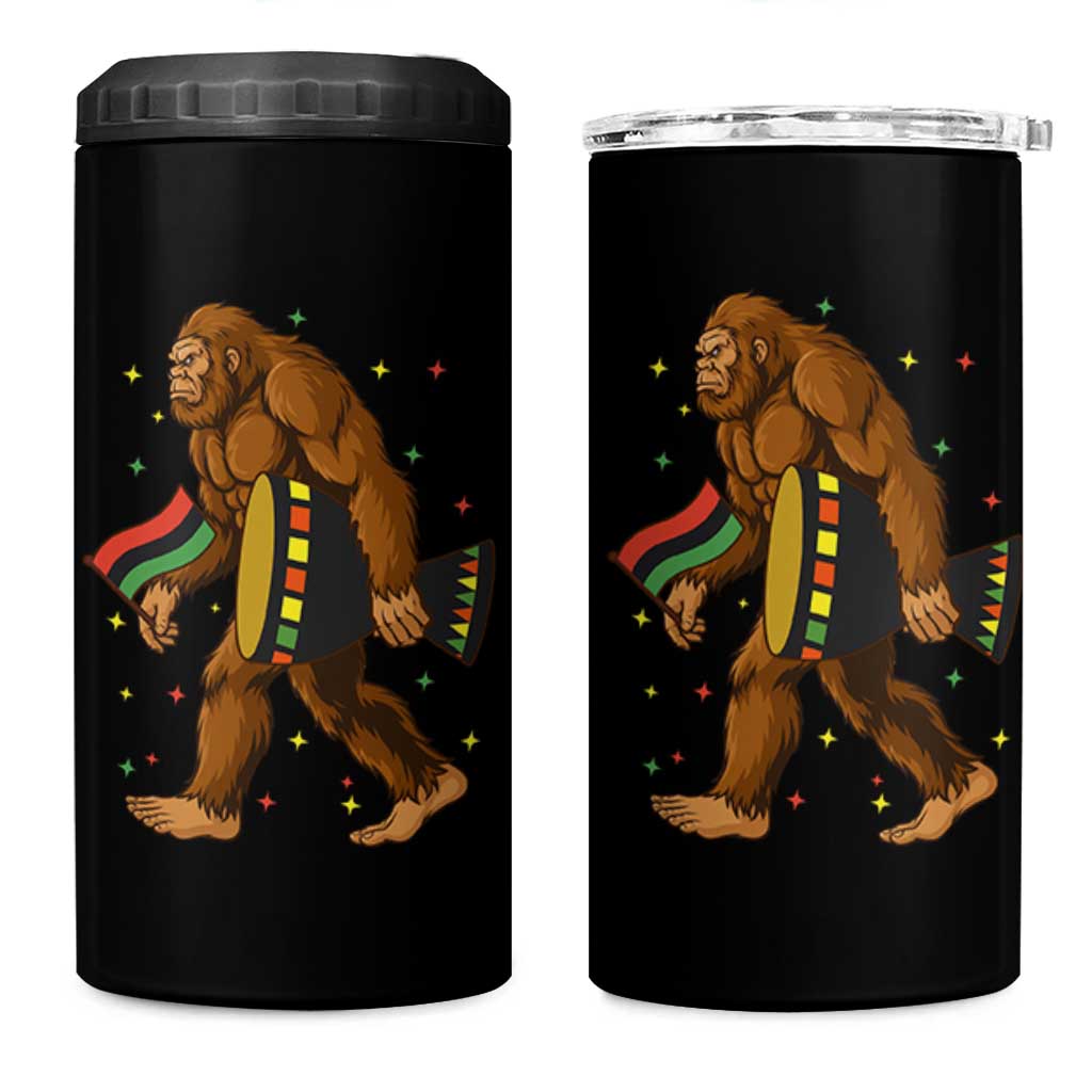 Funny Kwanzaa Bigfoot Lover 4 in 1 Can Cooler Tumbler African American Holiday Gift - Wonder Print Shop