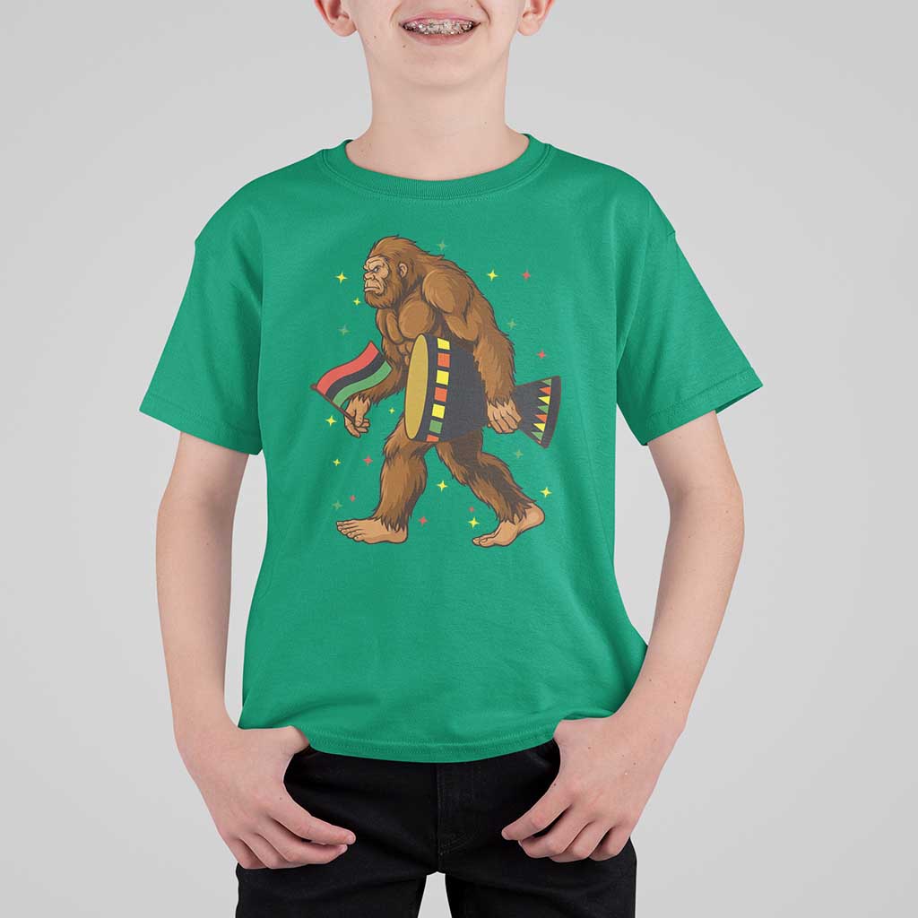 Funny Kwanzaa Bigfoot Lover T Shirt For Kid African American Holiday Gift - Wonder Print Shop