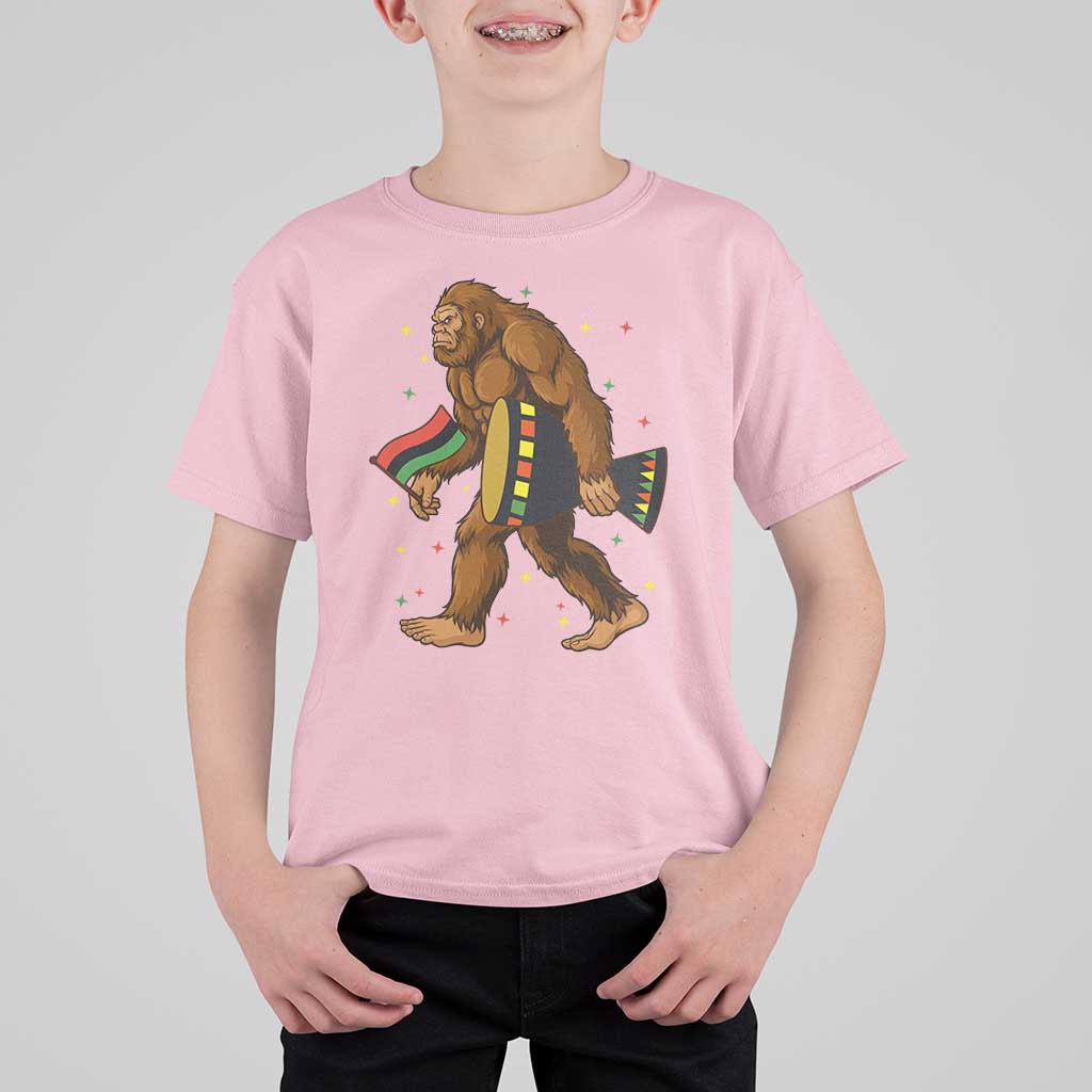 Funny Kwanzaa Bigfoot Lover T Shirt For Kid African American Holiday Gift - Wonder Print Shop