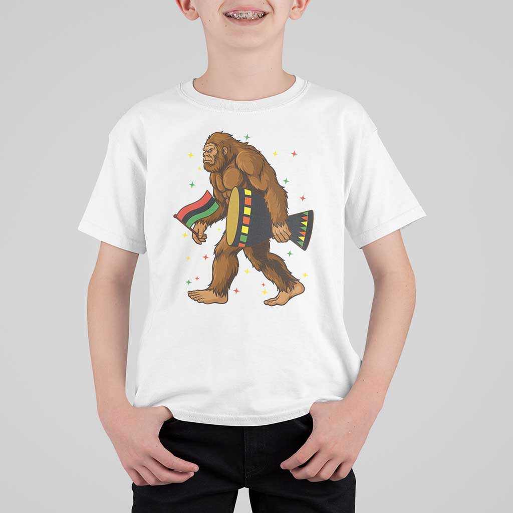Funny Kwanzaa Bigfoot Lover T Shirt For Kid African American Holiday Gift - Wonder Print Shop