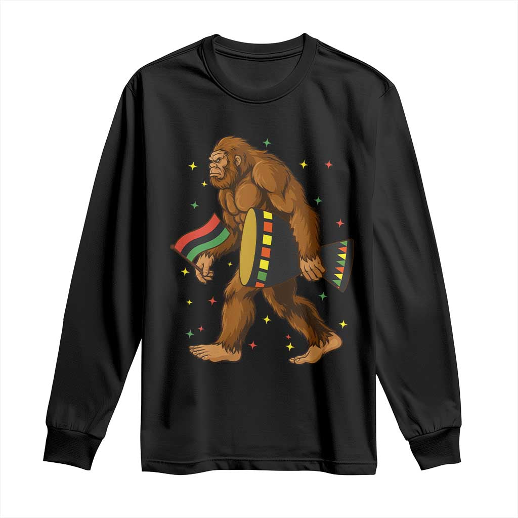 Funny Kwanzaa Bigfoot Lover Long Sleeve Shirt African American Holiday Gift - Wonder Print Shop