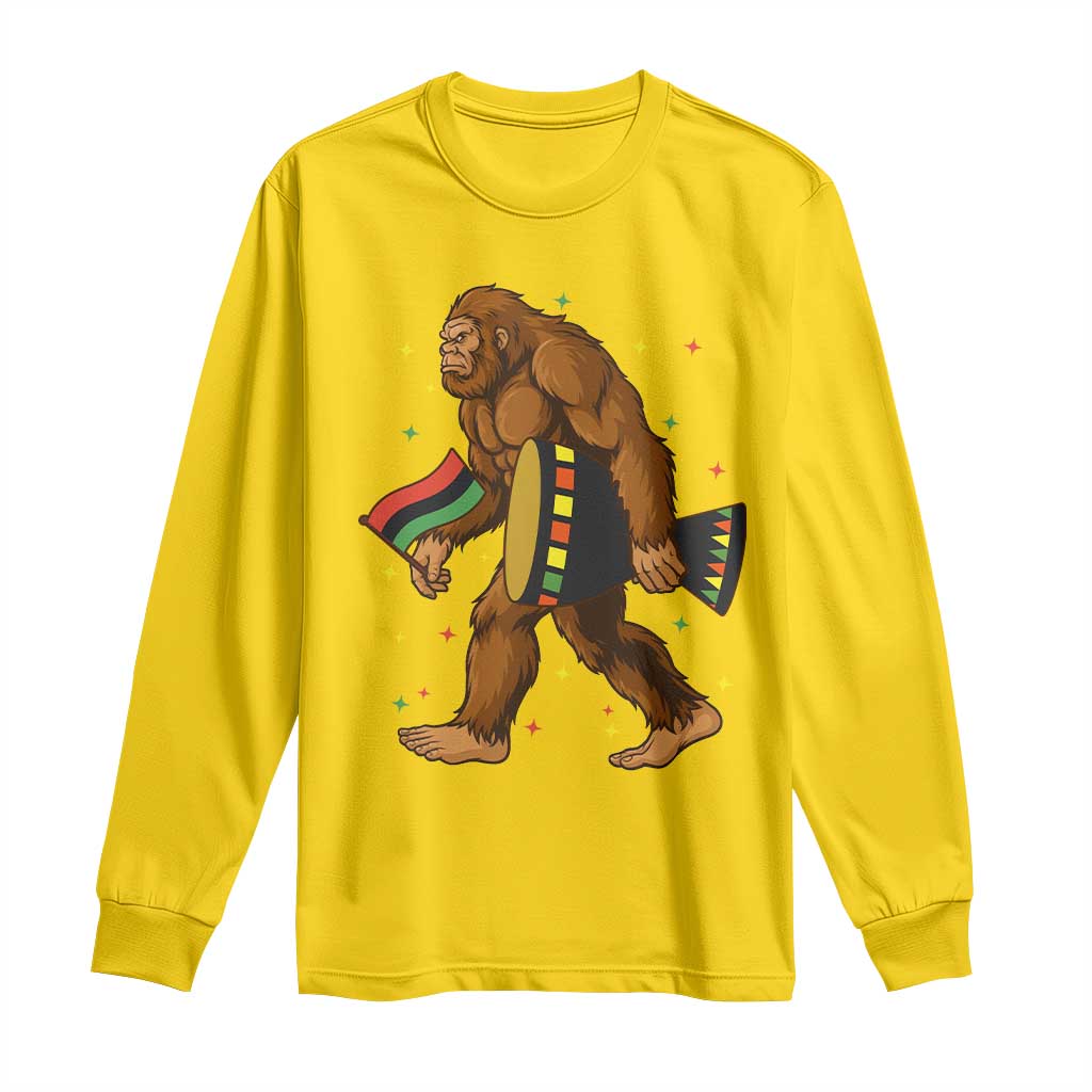Funny Kwanzaa Bigfoot Lover Long Sleeve Shirt African American Holiday Gift - Wonder Print Shop