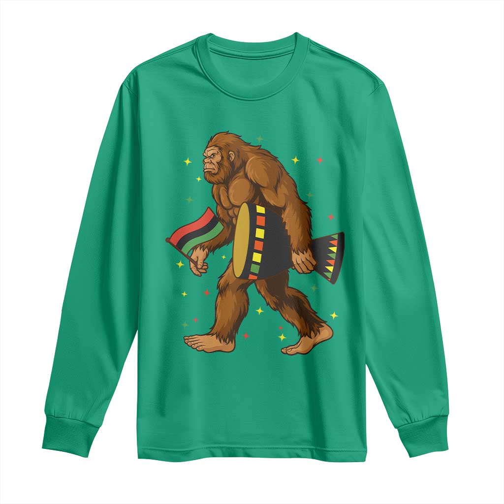 Funny Kwanzaa Bigfoot Lover Long Sleeve Shirt African American Holiday Gift - Wonder Print Shop