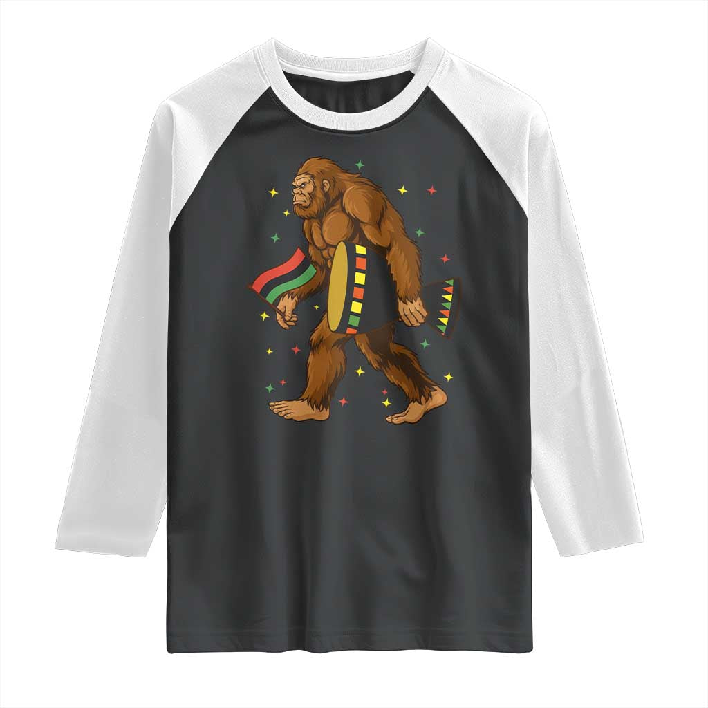 Funny Kwanzaa Bigfoot Lover Raglan Shirt African American Holiday Gift - Wonder Print Shop