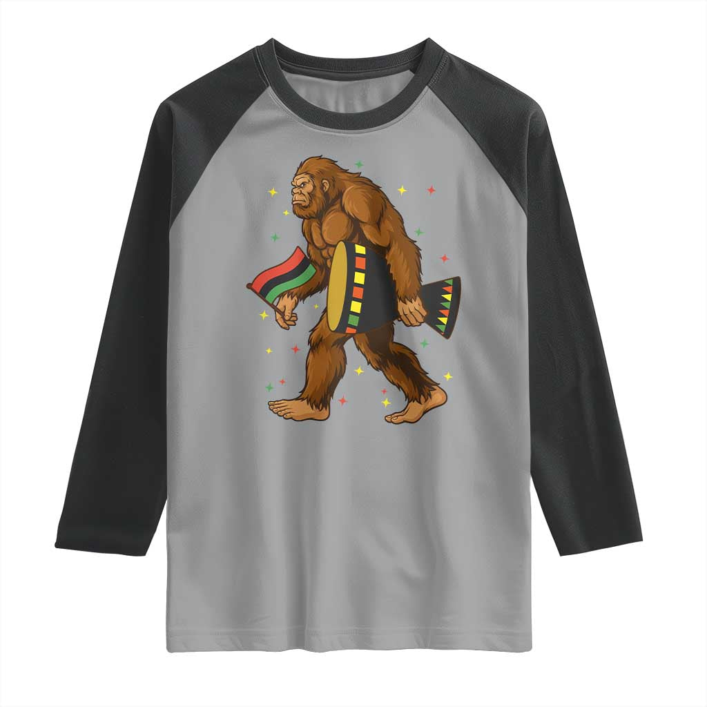 Funny Kwanzaa Bigfoot Lover Raglan Shirt African American Holiday Gift - Wonder Print Shop