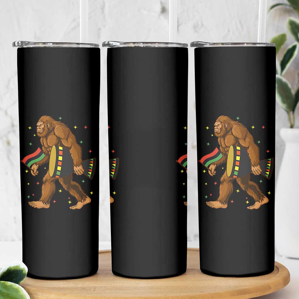 Funny Kwanzaa Bigfoot Lover Skinny Tumbler African American Holiday Gift - Wonder Print Shop