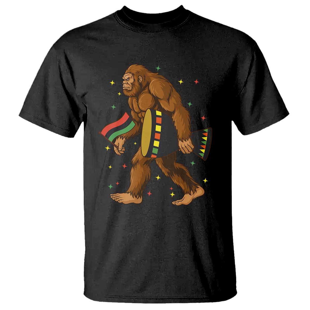 Funny Kwanzaa Bigfoot Lover T Shirt African American Holiday Gift - Wonder Print Shop