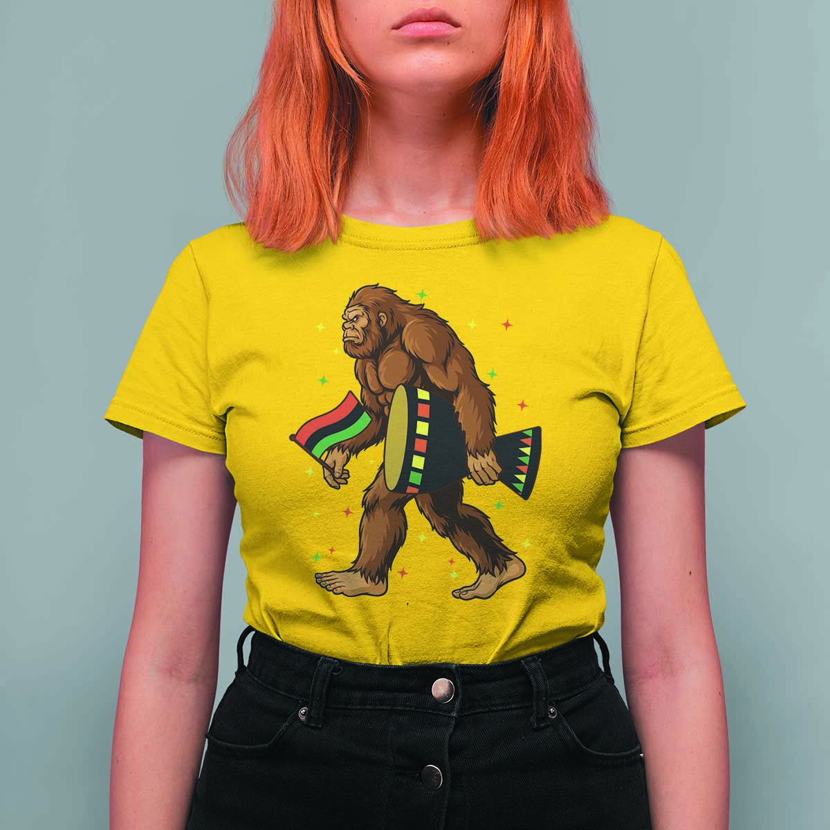 Funny Kwanzaa Bigfoot Lover T Shirt For Women African American Holiday Gift - Wonder Print Shop