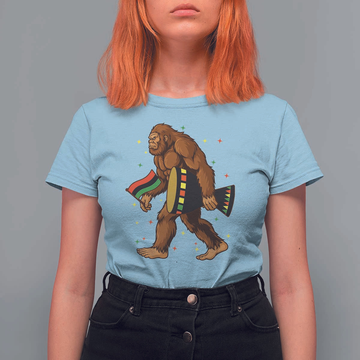 Funny Kwanzaa Bigfoot Lover T Shirt For Women African American Holiday Gift - Wonder Print Shop