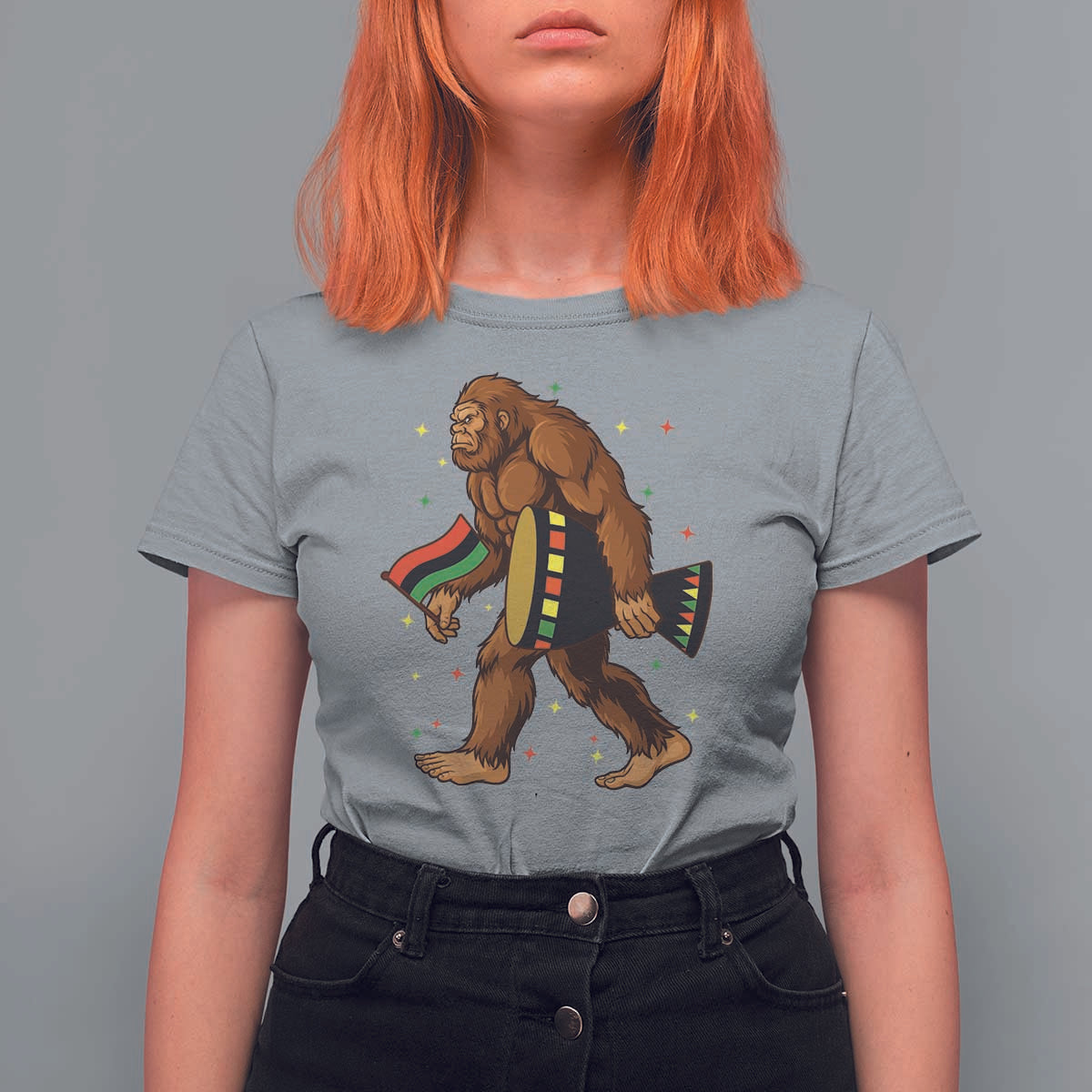 Funny Kwanzaa Bigfoot Lover T Shirt For Women African American Holiday Gift - Wonder Print Shop