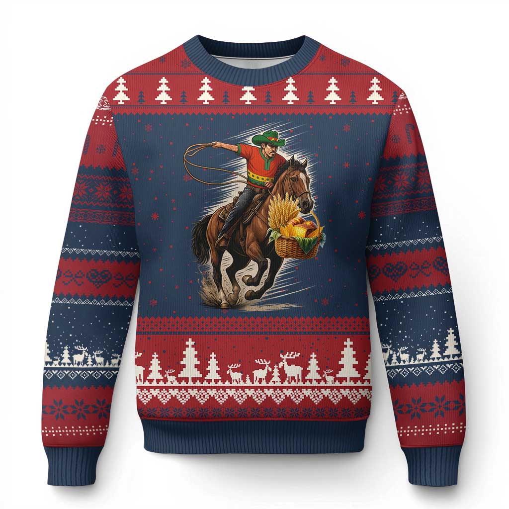 Kwanzaa Cowboy Ugly Christmas Sweater Funny African American Festival Gift - Wonder Print Shop