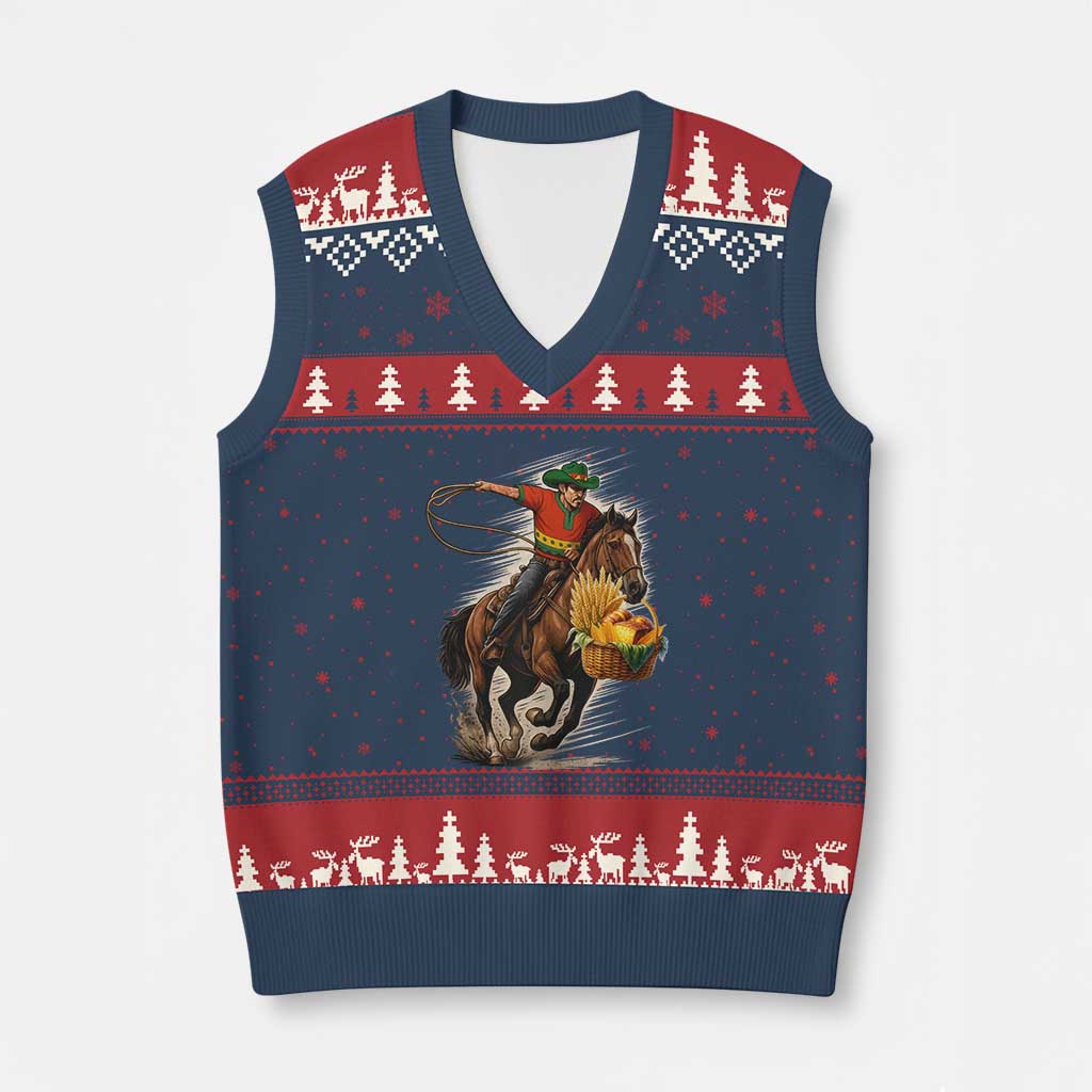 Kwanzaa Cowboy V-Neck Knit Sweater Vest Funny African American Festival Gift - Wonder Print Shop