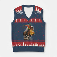 Kwanzaa Cowboy V-Neck Knit Sweater Vest Funny African American Festival Gift - Wonder Print Shop