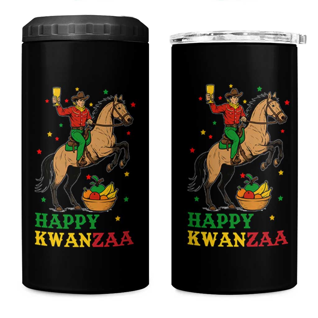 Happy Kwanzaa Cowboy 4 in 1 Can Cooler Tumbler Funny African Holiday Gift - Wonder Print Shop