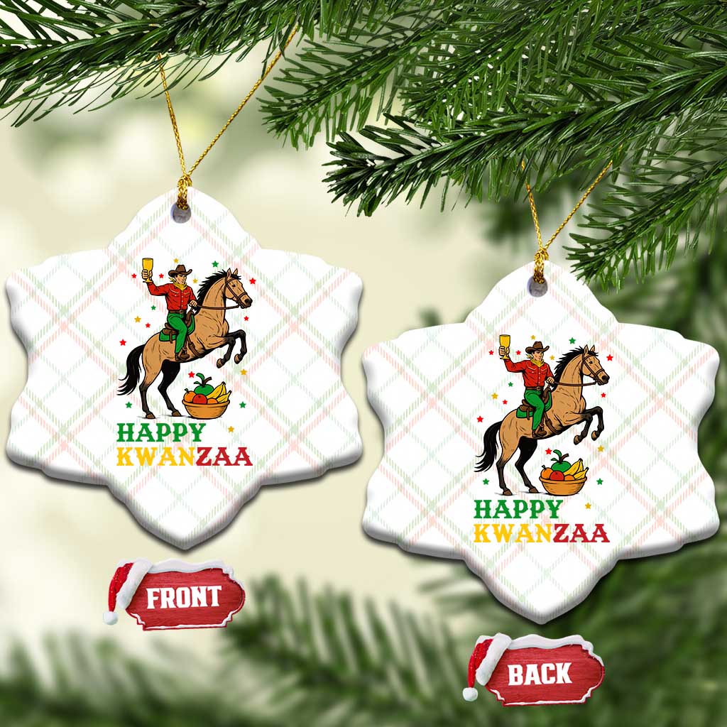 Happy Kwanzaa Cowboy Ceramic Ornament Funny African Holiday Gift - Wonder Print Shop
