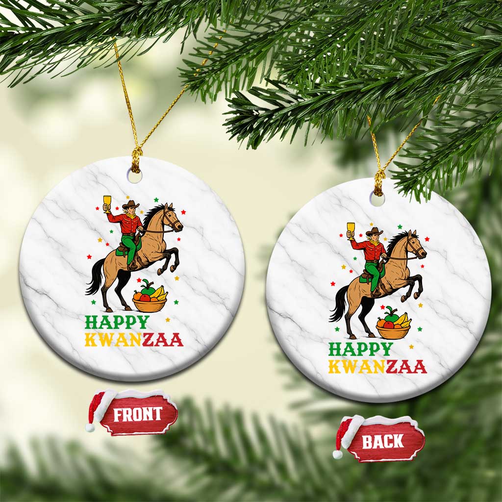 Happy Kwanzaa Cowboy Ceramic Ornament Funny African Holiday Gift - Wonder Print Shop