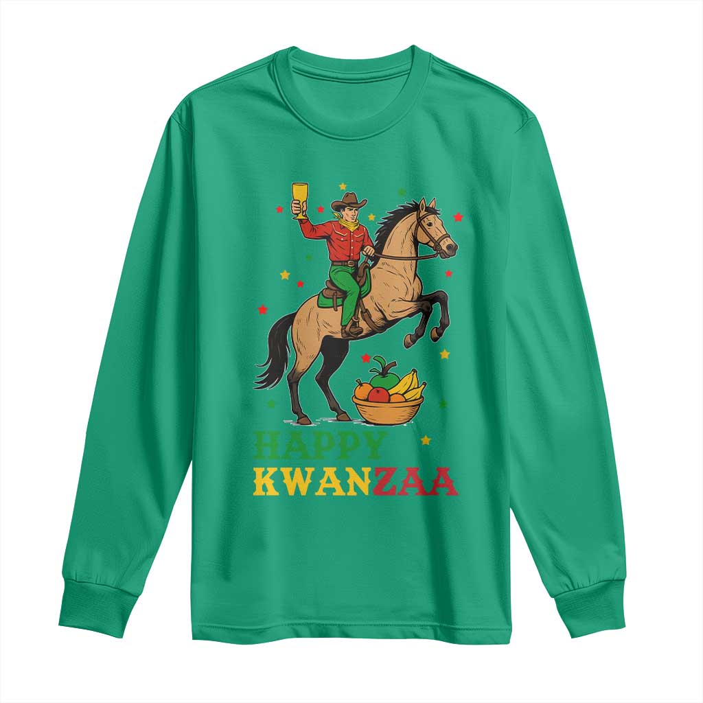Happy Kwanzaa Cowboy Long Sleeve Shirt Funny African Holiday Gift - Wonder Print Shop
